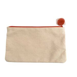 Origins Canvas Pouch 100 Percent Recycled Cotton With Orange Zipper Measures 9x6